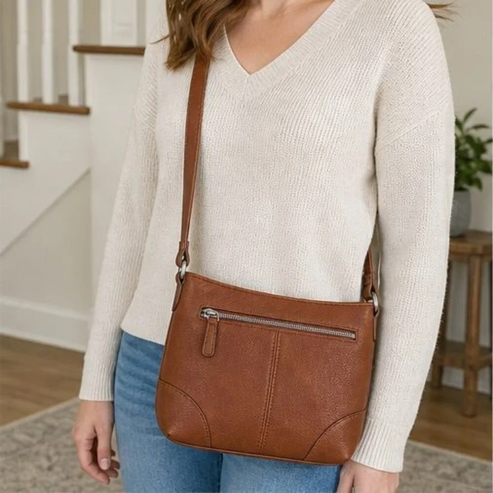 Gray Pebbled Crossbody Bag